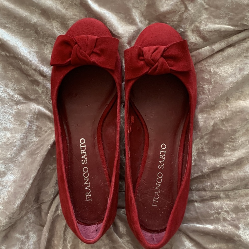 Vintage Franco Sarto  red shoes bow knot